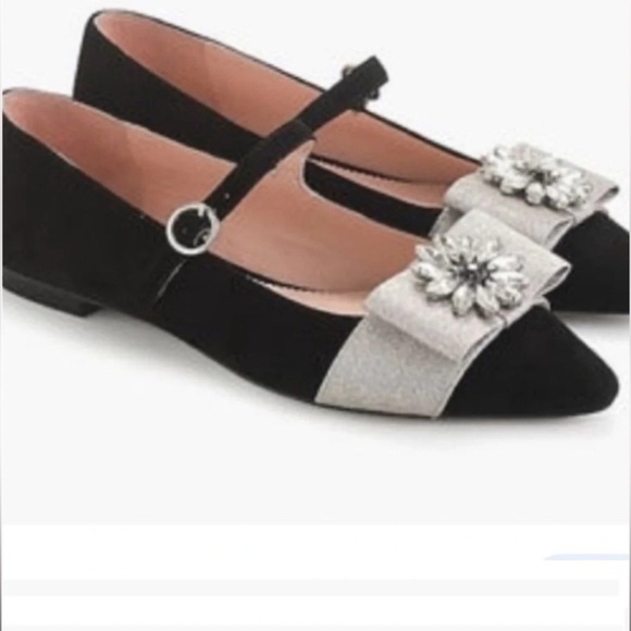 j crew suede velvet mary jane flats with jewels size 8 - Picture 2 of 4
